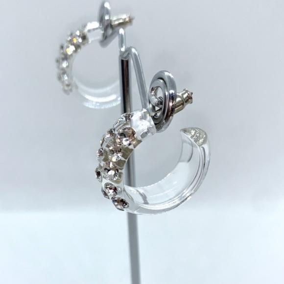 Acrylic Crystal Hoop Earrings Embellished With Genuine “Crystal Stone Elements” - Picture 2 of 8